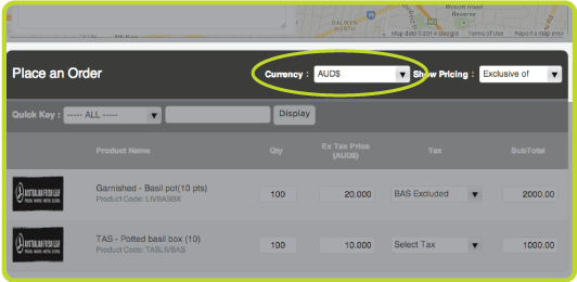 You can also change the currency you are dealing with at the individual order level.