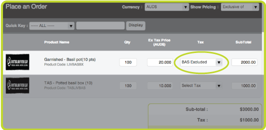 Finally, you can now also change the applicable tax when placing the order, at the individual line item.